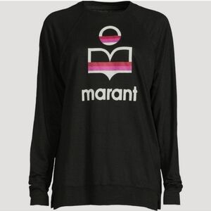 Isabel Marant Etoile Kiefferf Black With Pink Graphic Slub Long Sleeve T-Shirt